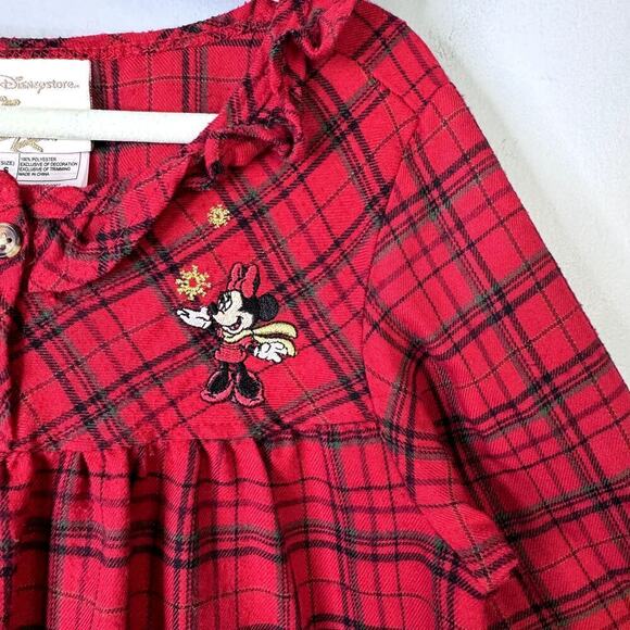 Disney Store Minnie Mouse Red Plaid Nightgown Sleep Dress Embroidered Girl's S - Picture 2 of 12